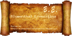 Blumenthal Ernesztina névjegykártya